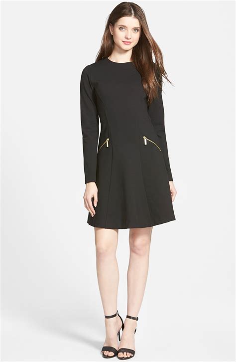 michael kors zip-detail fit & flare dress|Michael Kors Merino Wool Quarter.